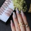 MqpQ 3D caviar nude UV coffin reusable gel Press on nails box custom made crystal nails bling Microdrill glitter Ballet fasle nails view 4