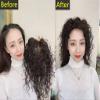 10IN Curly Human Hair Toppers for Women,16*18 Large Silk Base Simulation Head Spin Hair Piece Clip on Toupee Breathable Adding Extra Hair Volume for Thinning Hair Loss Hair (10inches, OFF BLACK) view 3