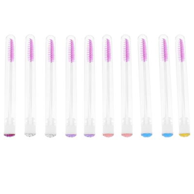 FOMIYES Practical Mascara Wand Applicator 10pcs Crystal Eyelash Brush Set for Lash Brow Comb Travel Kit Random Color