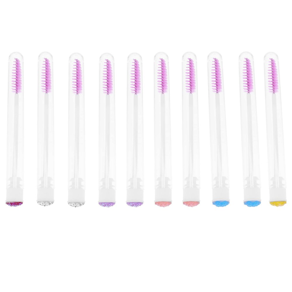 FOMIYES Practical Mascara Wand Applicator 10pcs Crystal Eyelash Brush Set for Lash Brow Comb Travel Kit Random Color