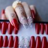 MqpQ Press on nails gel Fake Nails Box gift valentine nails Love nails Glitter Coffin Red False nails Private label customization view 3