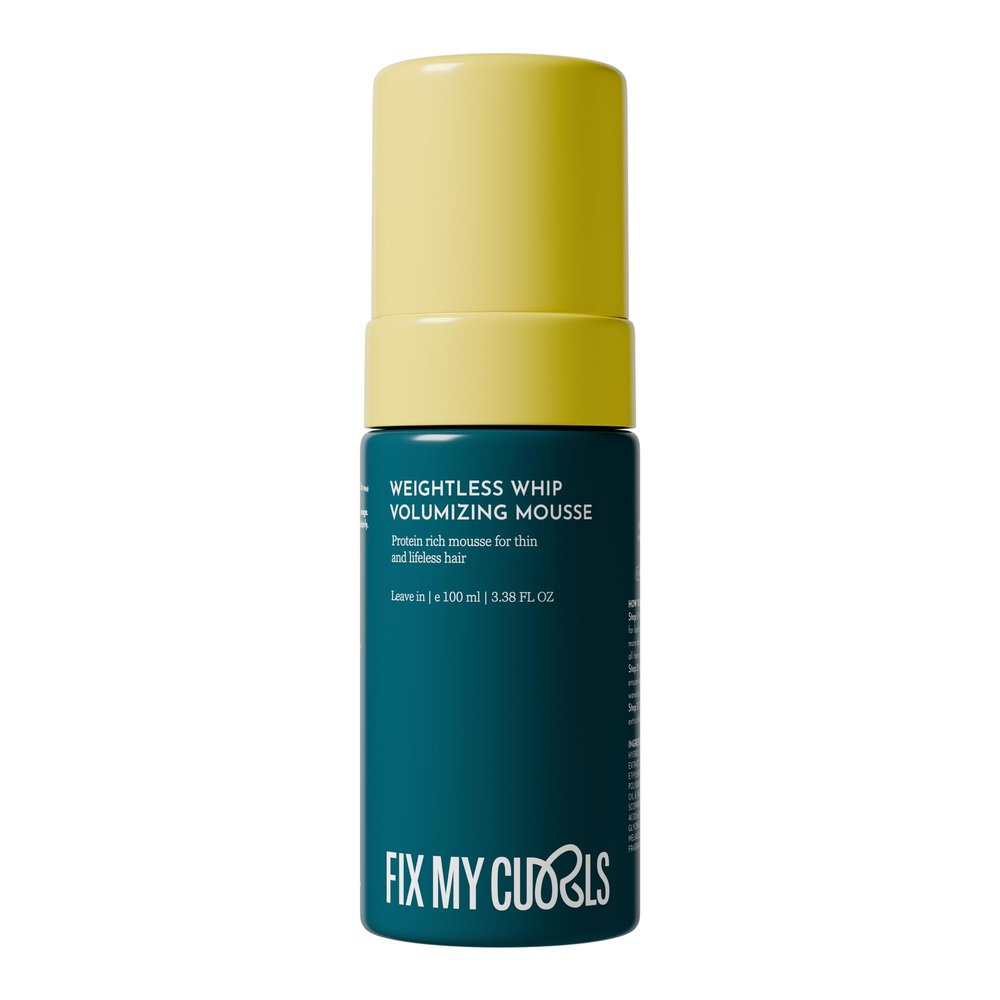 Fix My Curls Weightless Whip Volumizing Mousse | Enriched with Rice Protein for Hair Growth, & Apple Cider Vinegar | For Wavy, Curly, Frizzy Hair | Curl Enhancing | Silicone & Alochol Free (3.3oz)