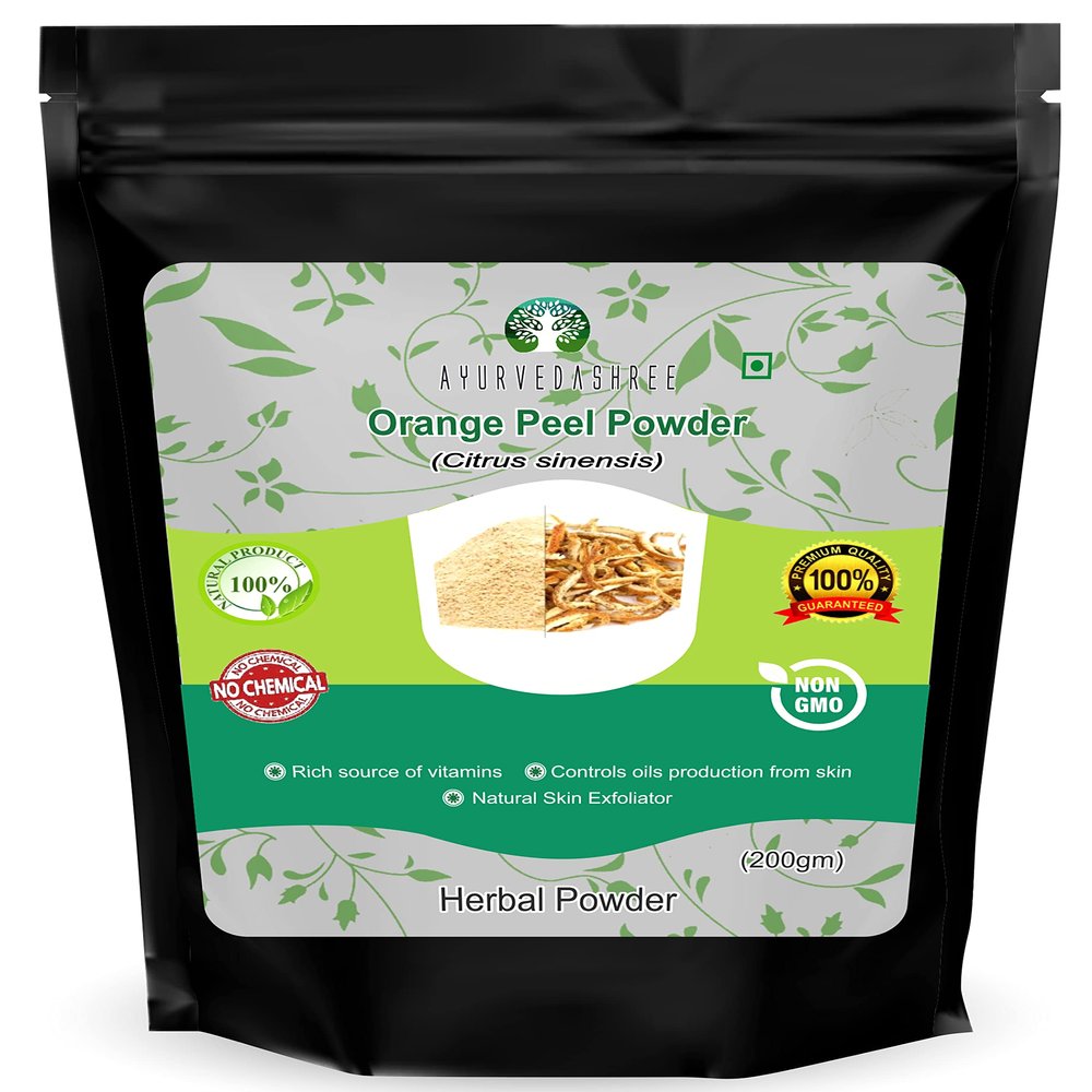 AYURVEDASHREE Orange Peel Powder 200 Gm - Skin and Nail Health, Rich in Vitamins C and D, Vegan and Vegetarian Friendly, All Natural, GMO Free, For Hair and Skin Care