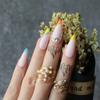 MqpQ French Rainbow False Nails Stiletto Gel Handmade Diamonds Art Fluorescence Nude Neon Long Fake Nails Side Colorful Box Gift view 3