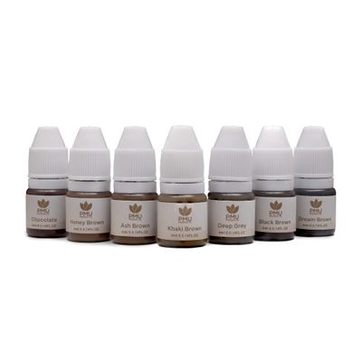 PMU Products Brow Pigment 7 Pack  Microblading Inks  Complete Set Of 7 Shades