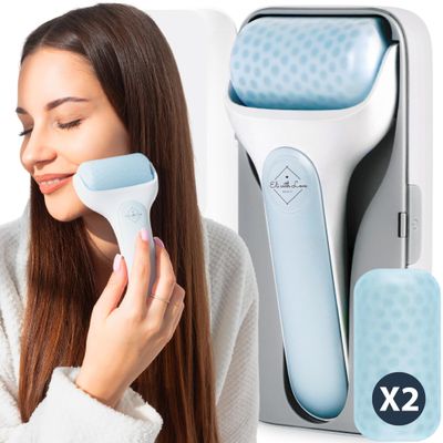 Eli with Love Ice Roller for Face Premium Facial Ice Roller with Carry Case and 2X Rollers for Long Lasting Cold - Eye Roller for Puffy Eyes & Cold Massage for Migraines