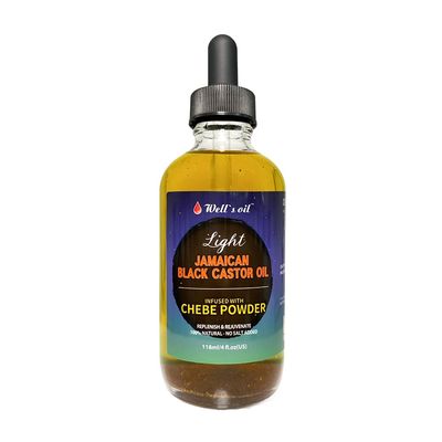 Well's Jamaican Black Castor Oil Infused with Chebe Powder (Light) 4 fl oz | 100% Natural | Improves Hair Density | Nourishes