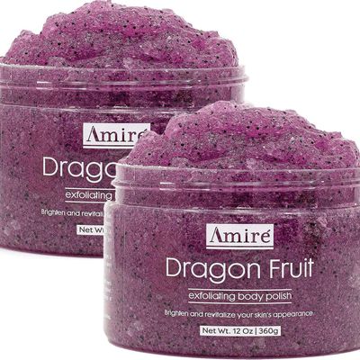 2 Pack of Amire Dragon Fruit Jelly Exfoliating Body Scrub Polish, Exfoliate Dry, Dehydrated, and Dead Skin, Improve Body Skin Texture and Brighten Appearance, Pitaya Scrubs