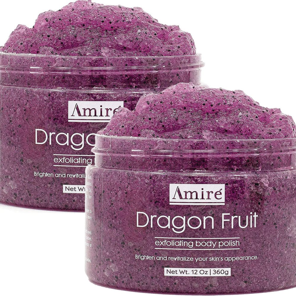 2 Pack of Amire Dragon Fruit Jelly Exfoliating Body Scrub Polish, Exfoliate Dry, Dehydrated, and Dead Skin, Improve Body Skin Texture and Brighten Appearance, Pitaya Scrubs