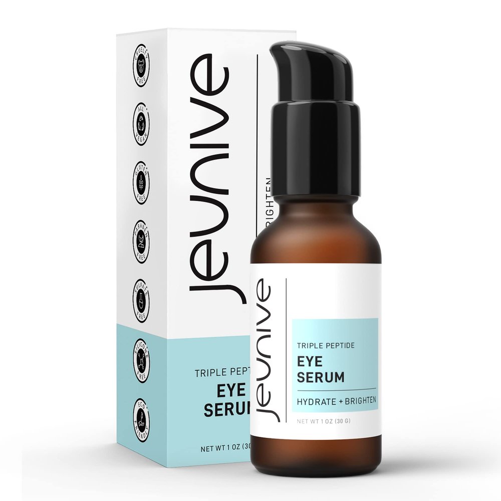 Jeunive Deep Hydration Refreshing Triple Peptides Daily Eye Correction Serum | 48Hr Hydrating Delicate Eye Skin Area to Reduce Dark Circles, Puffiness, Fine Lines and Wrinkles, 1 oz (28g)