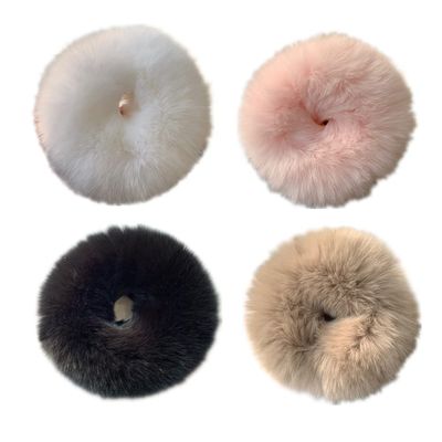 Ponytail Holder Premium Rabbit Fur Elastic Scrunchies Sweet Hair Band Bracelets Fluffy Hair Holder Wristband Furry Hair Tie Ring