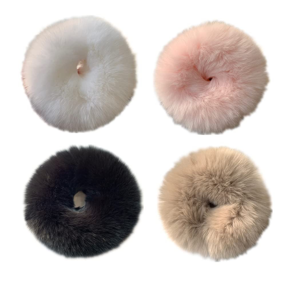 Ponytail Holder Premium Rabbit Fur Elastic Scrunchies Sweet Hair Band Bracelets Fluffy Hair Holder Wristband Furry Hair Tie Ring