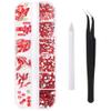 1788 Pcs Red Flatback Rhinestones Set for Nail, Art, Crafts, Makeup, Tumblers Glitter Round with Tweezers and Picking Pen view 1