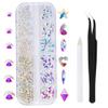 1788 Pieces Flatback Rhinestones for Crafts,Nail Gems Gemstones Crystals Jewels,Craft Glass Diamonds Stones Bling Rhinestone with Tweezers and Picking Pen,12 Colors(Transparent AB) view 1