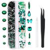 1788 Pcs Green Flatback Rhinestones Set for Nail, Art, Crafts, Makeup, Tumblers Glitter Round with Tweezers and Picking Pen view 1
