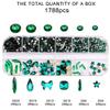 1788 Pcs Green Flatback Rhinestones Set for Nail, Art, Crafts, Makeup, Tumblers Glitter Round with Tweezers and Picking Pen view 3