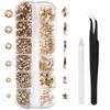 1788 Pcs Champagne Flatback Rhinestones Set for Nail, Art, Crafts, Makeup, Tumblers Glitter Round with Tweezers and Picking Pen view 1