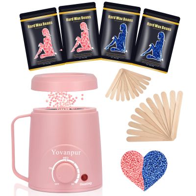 Yovanpur Waxing Kit for Women - Mini Wax Warmer, Hard Wax Kit with 14oz Beads, Portable Hair Removal for Face, Armpit, Eyebrow, Brazilian Bikini Waxing at Home