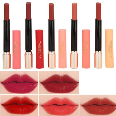 5 Colors of Velvet Smooth Matte Lipstick Set, Waterproof Lip Stick Nonstick Cup Long Lasting Moisturizing Makeup Lipstick, Color Sensational Lipstick Makeup Gift Set for Girls and Women