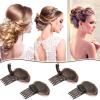 4 Pieces Puff Hair Accessories - Invisible Fluffy Sponge Clips, Front Comb Bun Bump Up Volume Base, Styling Inserts to Increase Volume for Women and Girls (Brown) view 4