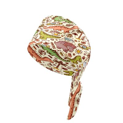 Cartoon Dinosaur Animals Dragonfly Rhinoceros Womens Working Cap with Cotton Sweatband Bouffant Caps Adjustable Elastic Head Cover Hair Tie Back Work Hats Working Scrub Cap for Men One Size