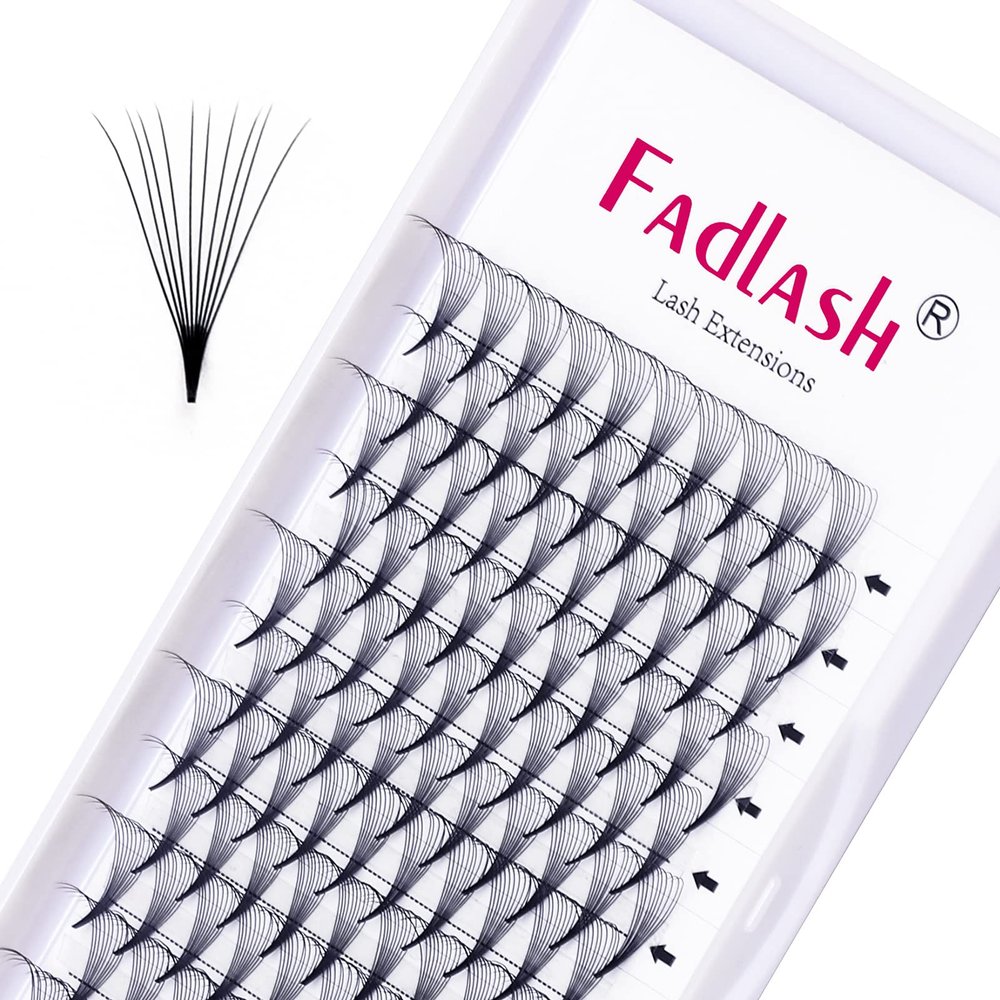 FADLASH Volume Lash Extensions 0.07 D Curl 10D Premade Fans Eyelash Extensions 14mm Premade Lash Fans Pointed Base Middle Stem Premade Lash Extensions Russian Volume Lashes (10D-0.07D, 14mm)