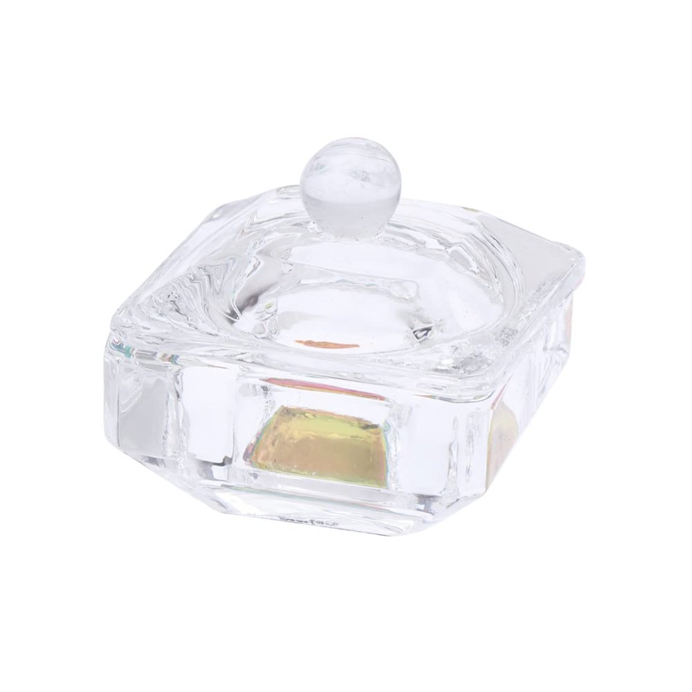 Uonlytech 2pcs Crystal Nail Art Cups Mini Glass Dappen Dish Lid for Gel Polish Nail Art Cup Set