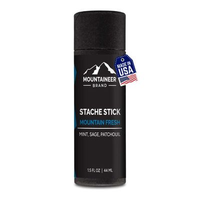 Mountaineer Brand Stache Stick | Mountain Fresh Scent | Made with Natural Ingredients West Virginia | Firm & Long Lasting Hold | Mustache Wax | Moustache Shape & Styling | Beard Wax for Men | 1.5oz