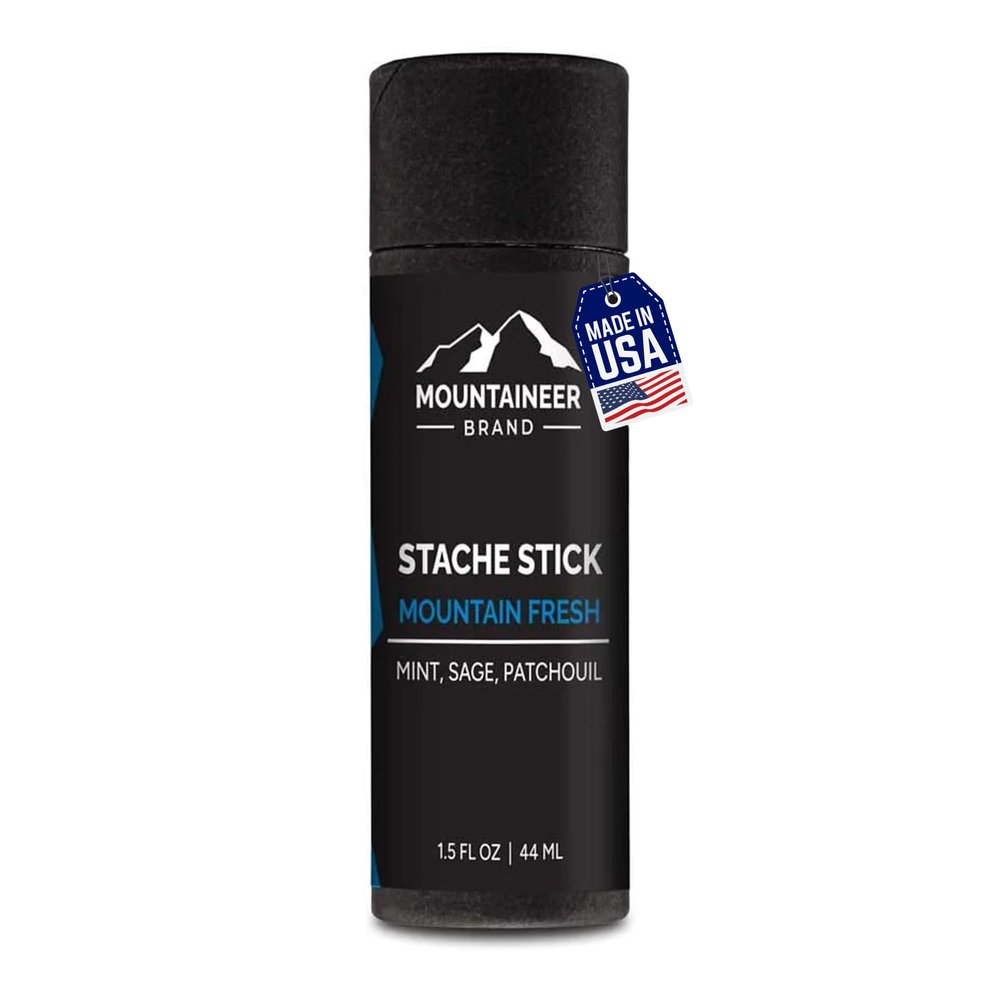 Mountaineer Brand Stache Stick | Mountain Fresh Scent | Made with Natural Ingredients West Virginia | Firm & Long Lasting Hold | Mustache Wax | Moustache Shape & Styling | Beard Wax for Men | 1.5oz