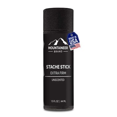 Mountaineer Brand Stache Stick | Mustache Wax for Men | 100% Natural Beeswax and Plant Based Oils | Grooming Beard Moustache Wax | Smooth, Condition, Styling Balm | Extra Firm Hold 1.5oz