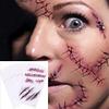 Cheeroyal 10 Packs Halloween Zombie Scars Tattoos Stickers with Fake Scab Blood Special Fx Costume Makeup Props (RC-443) view 1
