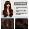 HAIRCUBE Long Brown Wig with Bangs Wave Curly Wigs for Women 26 inch Heat Resistant Natural Synthetic Wig for Daily Use view 2
