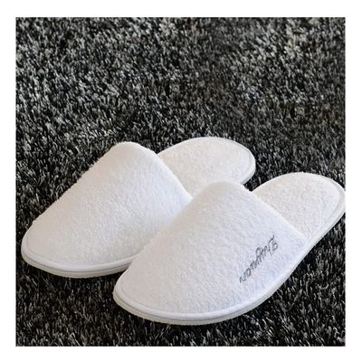 5 Pairs Closed Toe Non-Disposable SlippersTowel White Spa Slippers Fit Most Men and Women for Spa, Party Guest, Hotel and Travel (Color : White, Size : 31CM)