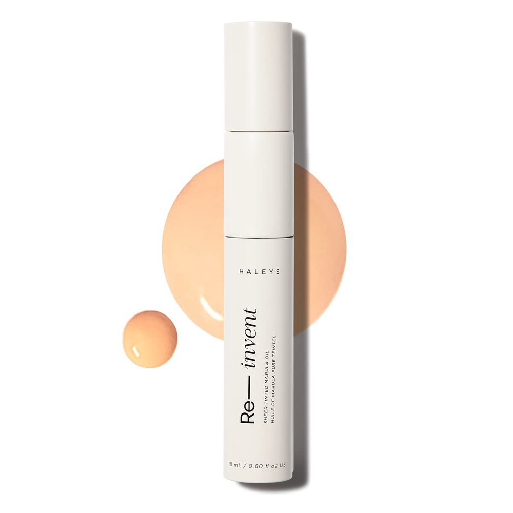 HALEYS Re-invent Sheer Tinted Marula Oil (Light/Medium Warm), Skin Tint, Tinted BB Moisturizer, Tinted Foundation, Face Oil, Hydrate Skin, Flexible Shades, Low to Med Coverage, For All Skin Types
