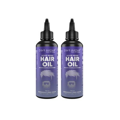 AADAR GOOD HERBS Hair Oil | Ayurvedic Hair Fall and Damage Control | Supports Hair Grows | Red Onion, Bhringraj, Hibiscus, Virgin Coconut | 100ml (Pack of 2)