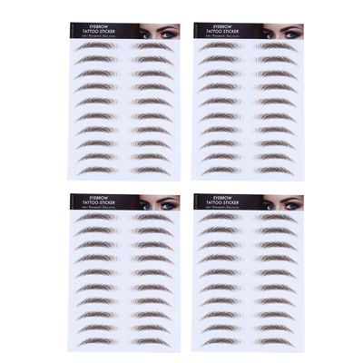 Lurrose 6D Hair-Like Eyebrow Tattoo Stickers 4Pcs Waterproof False Eyebrows for Natural Look Reusable Eyebrow Grooming for Women