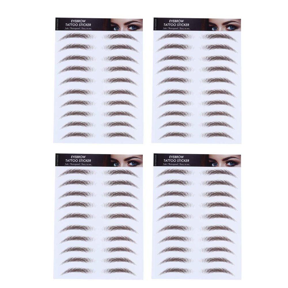 Lurrose 6D Hair-Like Eyebrow Tattoo Stickers 4Pcs Waterproof False Eyebrows for Natural Look Reusable Eyebrow Grooming for Women