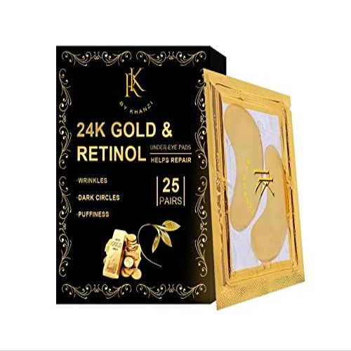 Rk by khanzi 24K Gold Under Eye Pads 25 Pairs for Treatment Of Dark Circle and also Wrinkles with a pair of eye lashes )