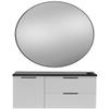 Pibbs 6002 Capri Styling Station - Latte Wood Cabinet, White Stone Top, Gold Handles, 34 Round Gold Aluminum Mirror, Built-in Holders, Fully Assembled - PIB-6002STD-LAT-WHT-GLD-RNDGLD view 1