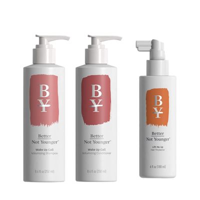 Better Not Younger Volume & Fullness Bundle: Wake Up Call Shampoo, 8 Oz. Conditioner, 8 Oz. and Lift Me Up Hair Thickener Bundle