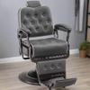 BarberPub Heavy Duty Metal Vintage Barber Chair All Purpose Reclining Hydraulic Pump Salon Beauty Spa Chair Hair Styling Equipment 9218 (Grey) view 2