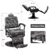 BarberPub Heavy Duty Metal Vintage Barber Chair All Purpose Reclining Hydraulic Pump Salon Beauty Spa Chair Hair Styling Equipment 9218 (Grey) view 3