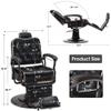 BarberPub Heavy Duty Metal Vintage Barber Chair All Purpose Reclining Hydraulic Pump Salon Beauty Spa Chair Hair Styling Equipment 9218 (Black) view 3