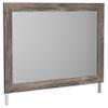 Benjara Bedroom Mirror with Replicated Grain Details, Gray view 1