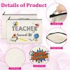 18 Pcs Teacher Makeup Bags for Women 6 Styles Canvas Pencil Bags Travel Toiletry Case with Zipper Gift for Teacher's Day Graduation Back to School (Cute) view 3
