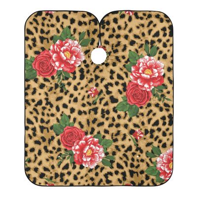 ALAZA Leopard Spot Rose Flower Barber Cape for Men Women, Waterproof Haircut Apron Beard Shaving Bib Hair Cutting Cloth 55 x 65 Inch