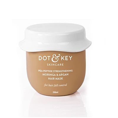 DOT & KEY Pea Peptide Strengthening Moringa & Argan Hair Mask | Hair Mask For Hair Fall Control | Hair Mask For Dry And Frizzy Hair | For Smoothening Hair | For Women & Men, 200 Millilitre