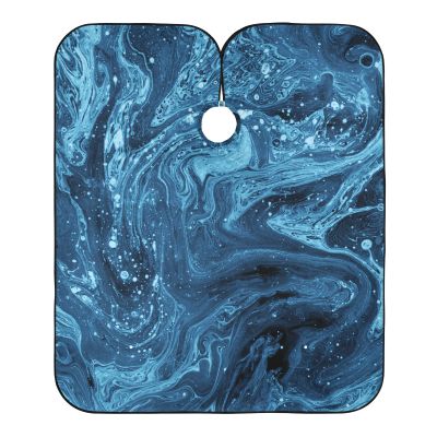 ALAZA Blue and Black Marble Barber Cape for Men Women, Waterproof Haircut Apron Beard Shaving Bib Hair Cutting Cloth 55 x 65 Inch