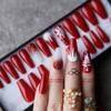 MqpQ Christmas Nails Painting Snowflake Christmas Tree Ombre Glitter Diamond Fasle Nails Red Coffin Fake Nails Gifts For Girl Friend view 2