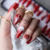 MqpQ Christmas Nails Painting Snowflake Christmas Tree Ombre Glitter Diamond Fasle Nails Red Coffin Fake Nails Gifts For Girl Friend view 3